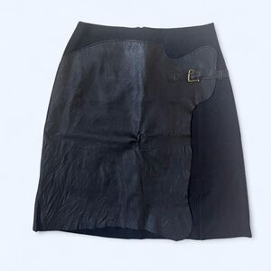 Black Leather Accent Skirt
